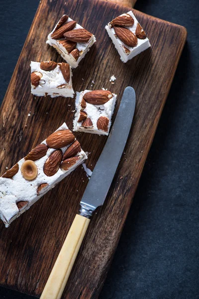 Traditional italina nougat with almonds — Stock Photo, Image