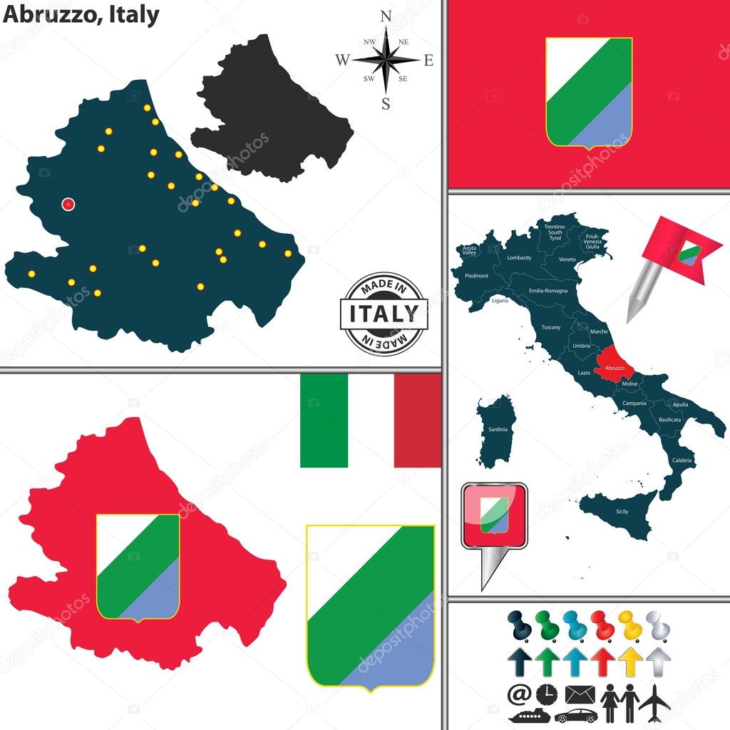 Karte Von Abruzzen Italien Vektorgrafik Lizenzfreie Grafiken C Sateda Depositphotos