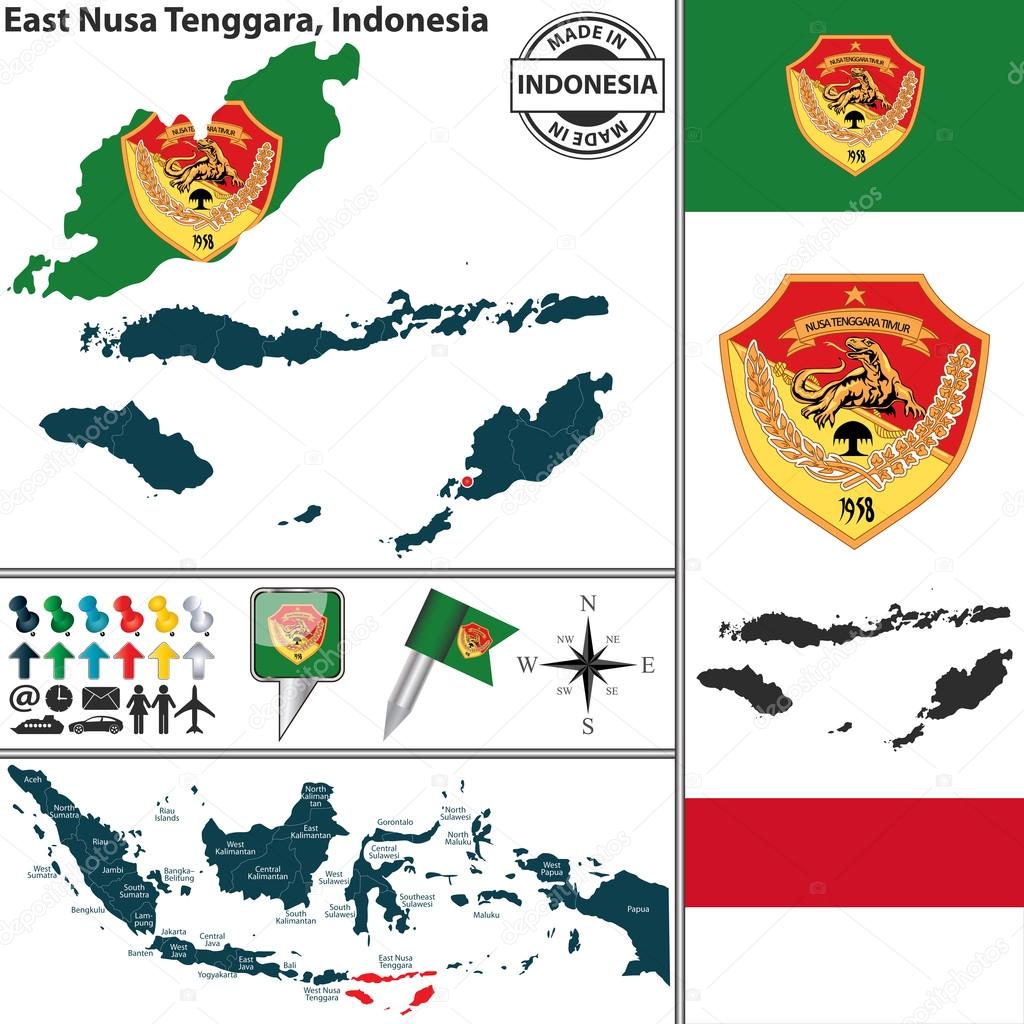 East Nusa Tenggara Map Map Of East Nusa Tenggara, Indonesia Stock Vector Image By ©Sateda #70180213