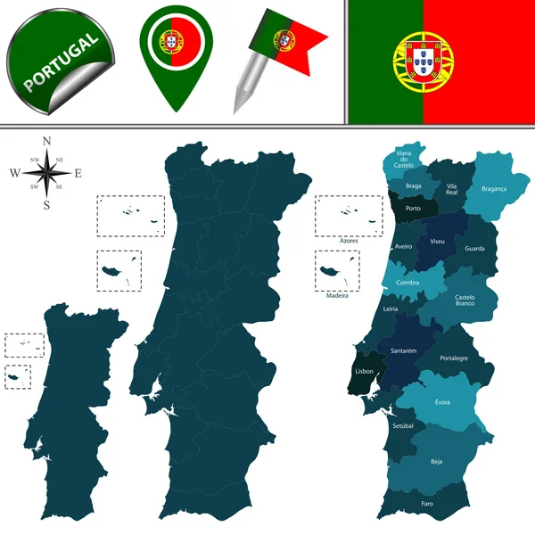 Portugalaltamente Detalhado De Mapas - Arte vetorial de stock e