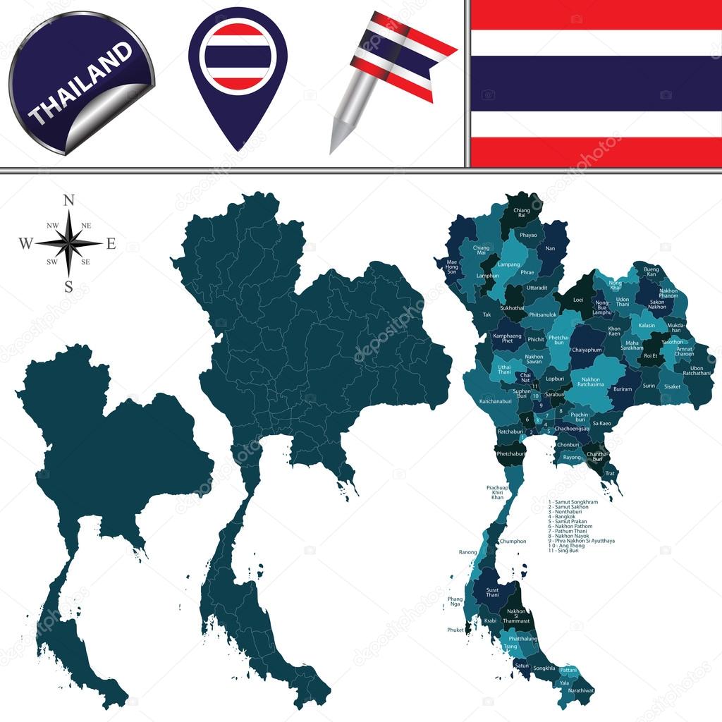 Map Of Thailand Stock Vector Image By C Sateda