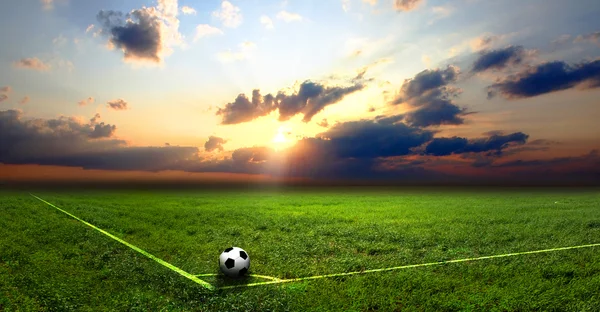 Fotbollsboll på planen — Stockfoto