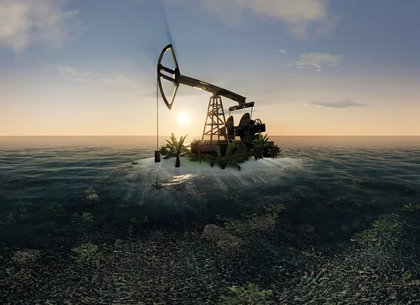 Нефтяной насос острова — стоковое фото