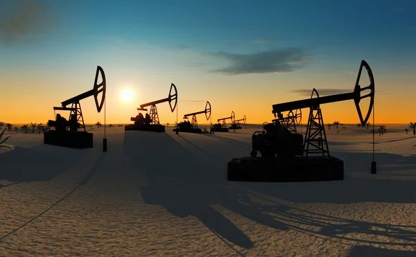 Нефтяные насосы в пустыне — стоковое фото