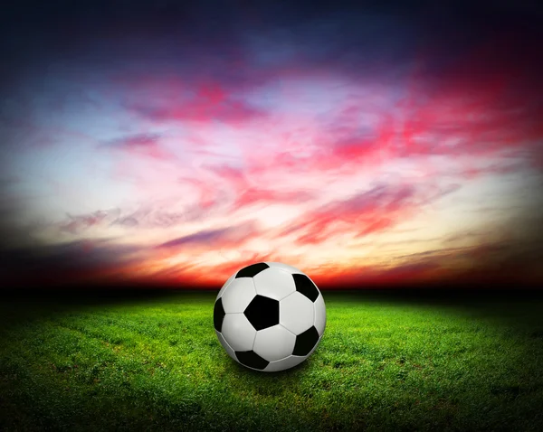 Pelota de fútbol en la hierba — Foto de Stock