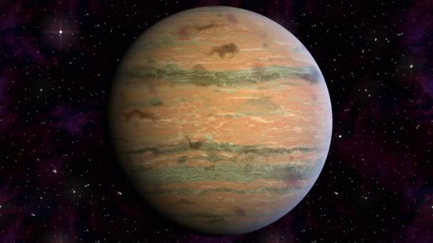 Юпитер вращается на фоне звездного неба. Цикл анимации видео — стоковое видео