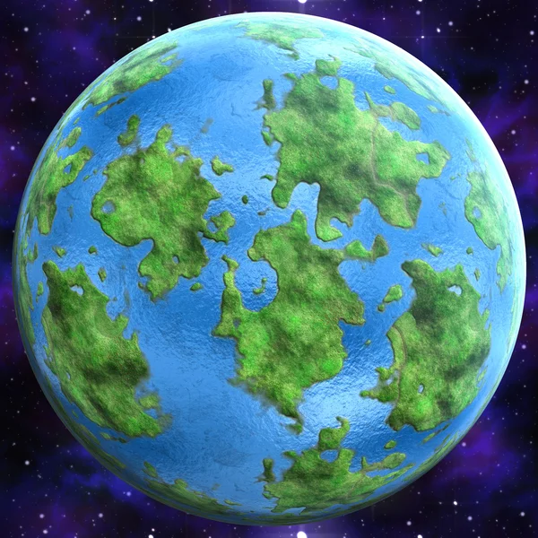 Planeta verde planeta verde similar a la tierra ilustración 3D — Foto de Stock