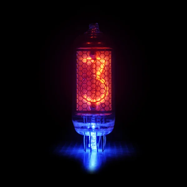 Nixie Tube Indikator für die Anzahl der Retro-Stil. Ziffer 3 — Stockfoto