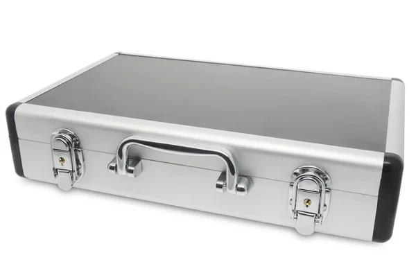 Metallic suitcase isolated on white background. — Stock Photo, Image