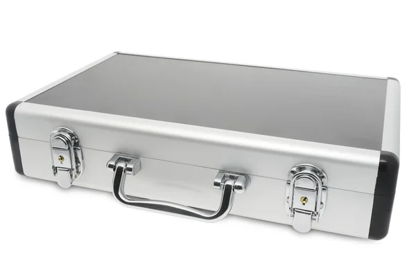 Metallic suitcase isolated on white background. — Stock Photo, Image
