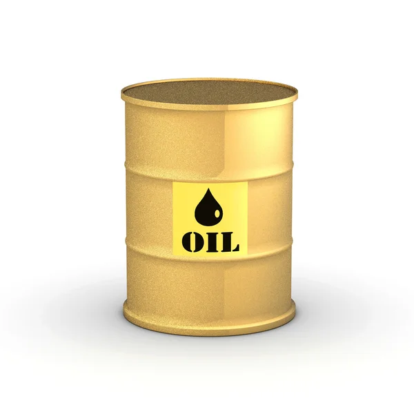 Zlatý barel ropy na bílém pozadí 3d obrázek — Stock fotografie