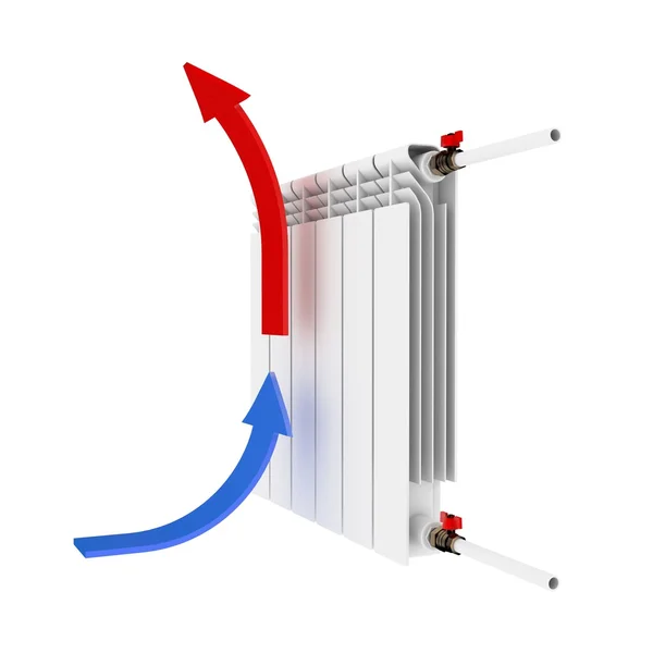 Heizkörper. Richtpfeil-Konvention — Stockfoto