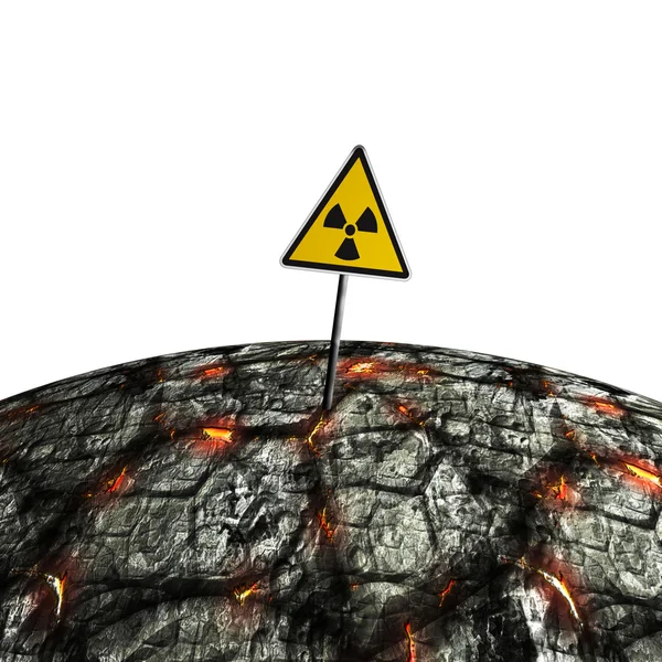 Sign of radiation on a lifeless planet — Stock Photo, Image