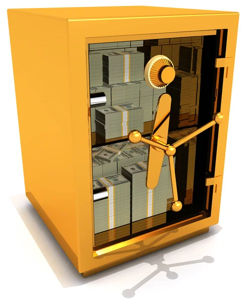 Säkra pengar med transparent dörr — Stockfoto