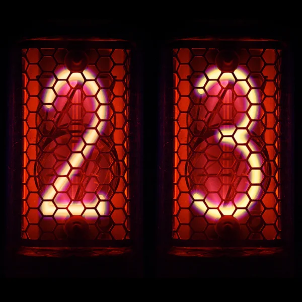 O indicador de tubo Nixie dos números de estilo retro. Dígito 2, 3 — Fotografia de Stock