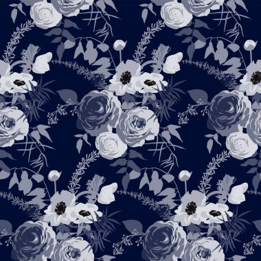 Gece çiçek bahçesi pürüzsüz desen