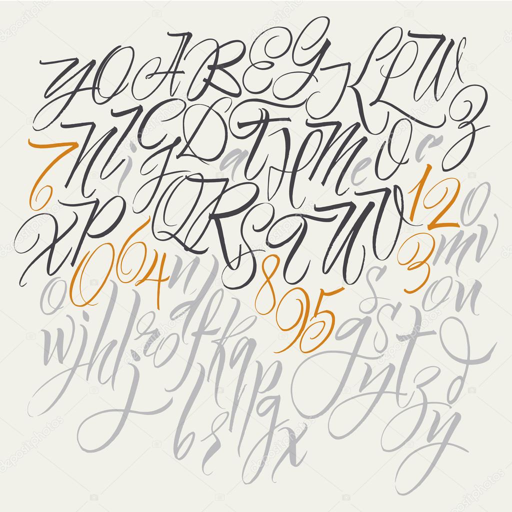 Vector alphabet. Hand drawn letters. Letters of the alphabet written with a brush