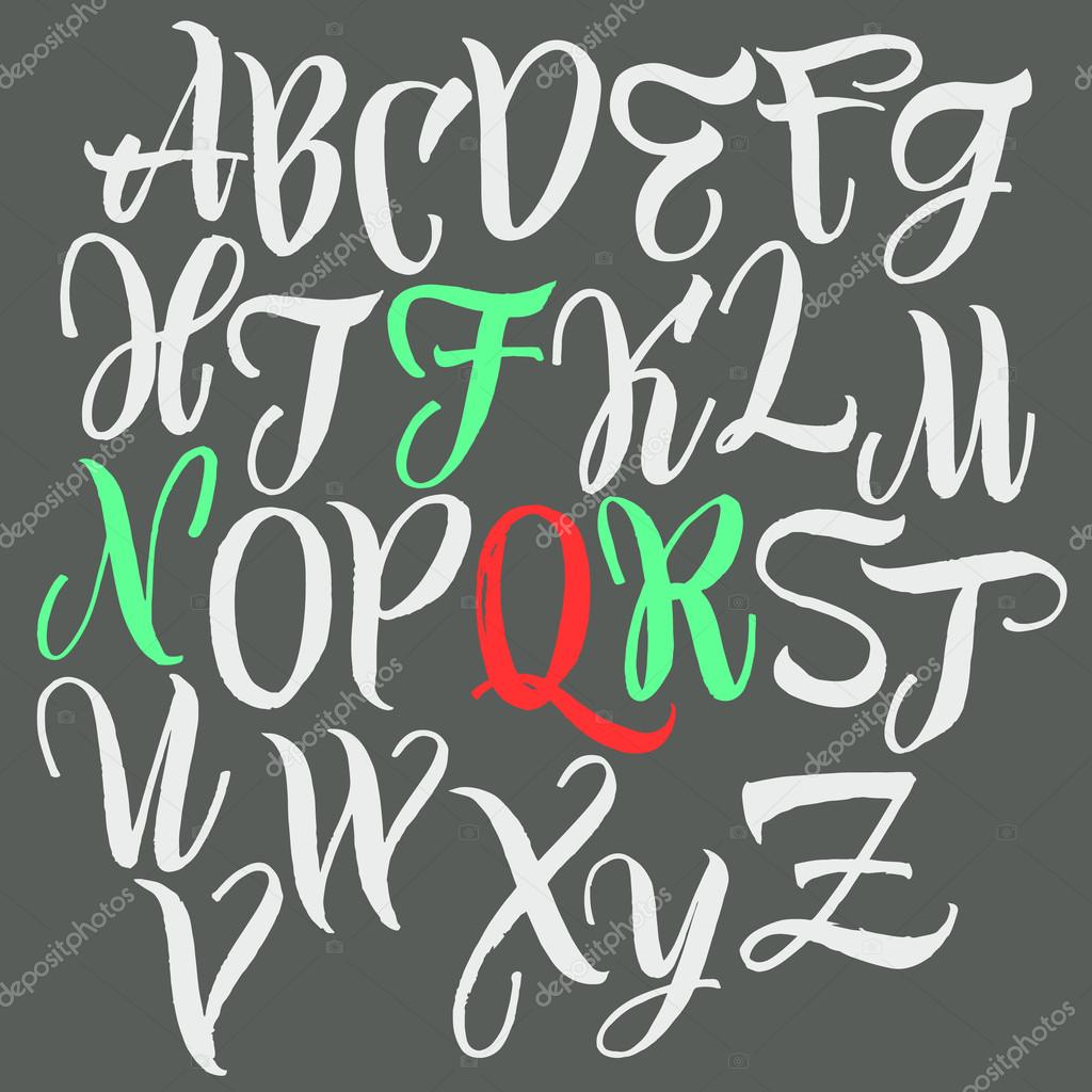 Vector alphabet. Hand drawn letters. Letters of the alphabet written with a brush