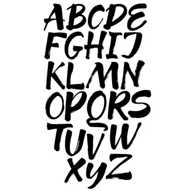 Modern vektör alfabe. ABC harfleri boyalı. Modern yazı fırçaladı. Boyalı alfabesi
