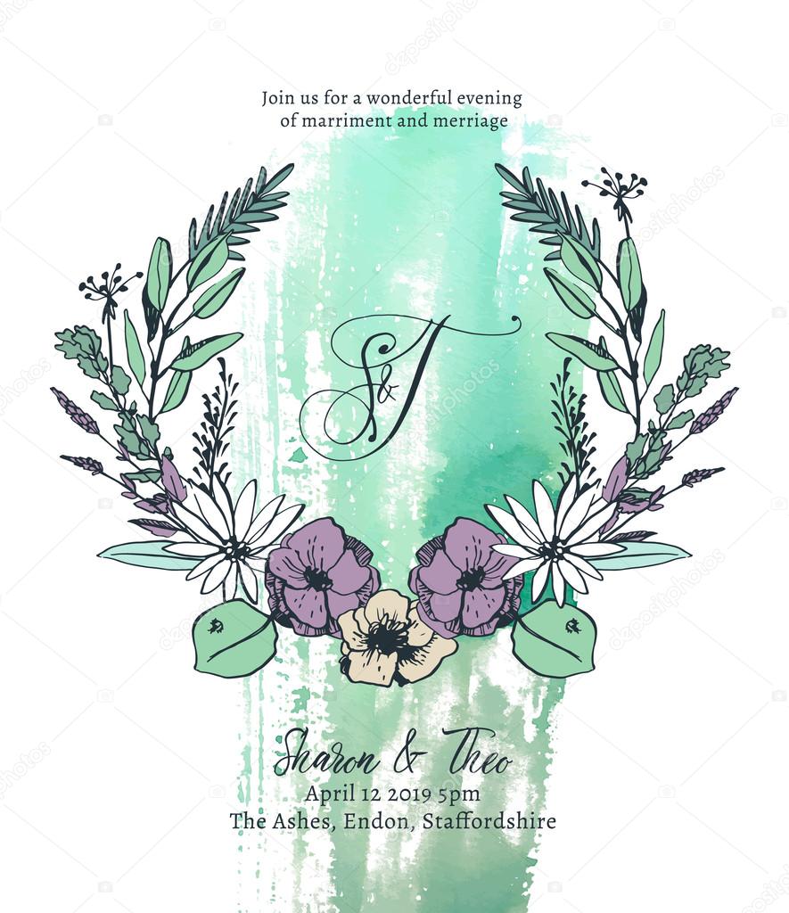 Wedding invitation card template vector illustration