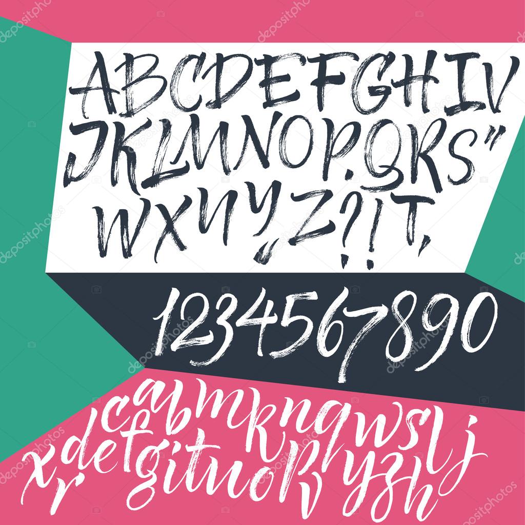 Vector alphabet. Hand drawn letters. Letters of the alphabet written with a brush.