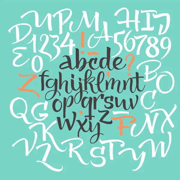 Alphabet vectoriel. Lettres dessinées à la main. Lettres de l'alphabet écrites avec un pinceau. — Image vectorielle