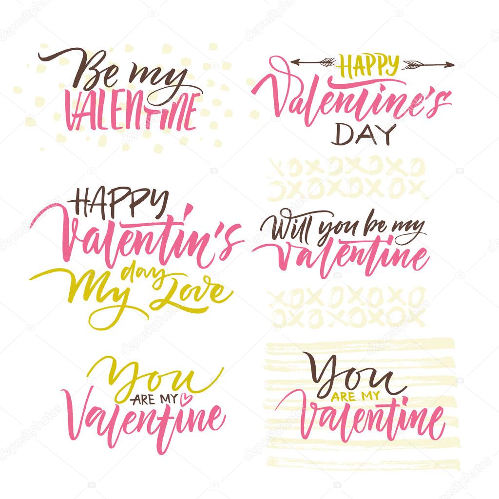 Valentine's day design elements. Calligraphy postcard or poster graphic design lettering element.