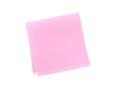 Düz pembe Not beyaz bir arka plan üzerinde