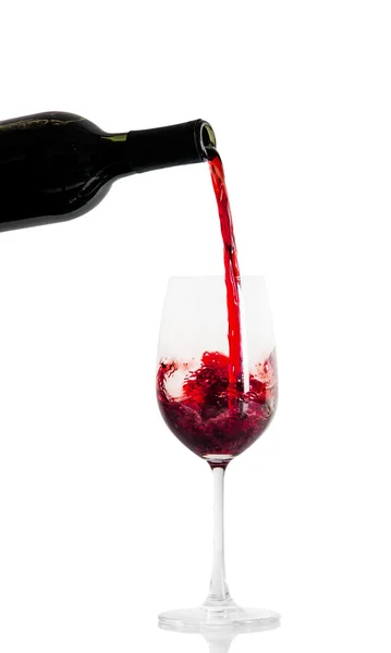 Rode wijn en een fles — Stockfoto