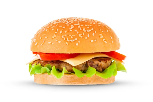 Big hamburger on white background — Stock Photo, Image