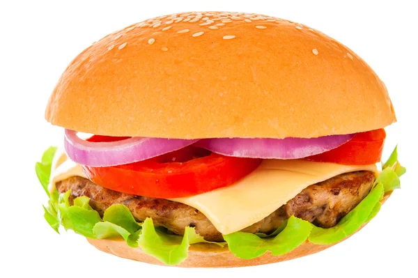 Big hamburger on white background — Stock Photo, Image