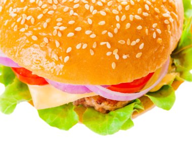 beyaz zemin üzerinde büyük hamburger