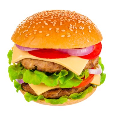 beyaz zemin üzerinde büyük hamburger