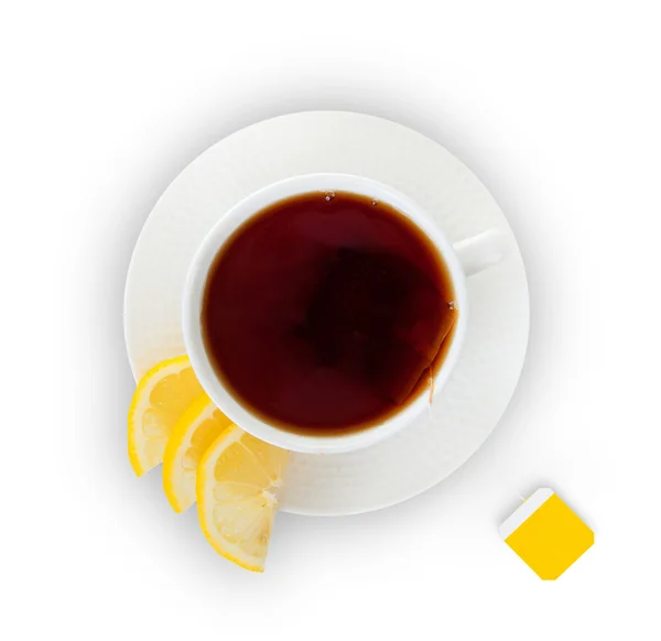 Glass Cup Tea on White Background. — Stock Photo, Image