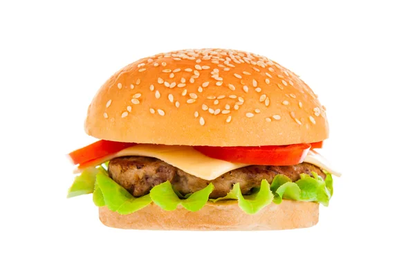 Cola en grote hamburger op witte achtergrond — Stockfoto