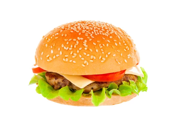 Великий гамбургер на білому тлі — стокове фото