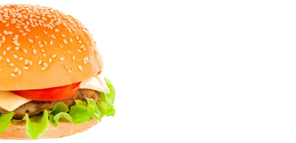 Großer Hamburger auf weißem Hintergrund — Stockfoto