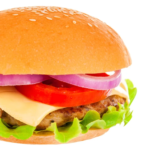 Big hamburger on white background — Stock Photo, Image