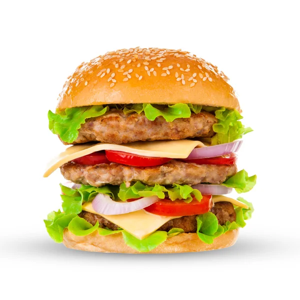 Grote hamburger op witte achtergrond — Stockfoto