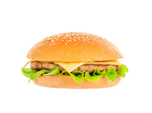 Duży hamburger na białym tle — Zdjęcie stockowe