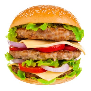 beyaz zemin üzerinde büyük hamburger