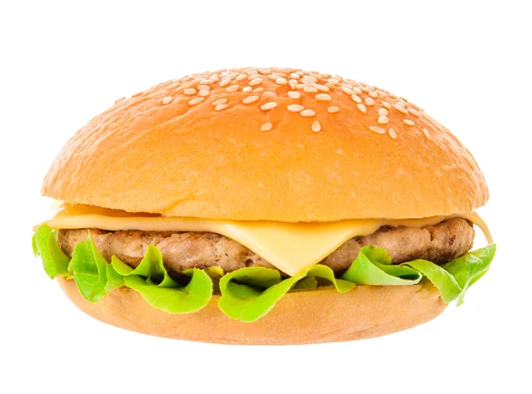 Duży hamburger na białym tle — Zdjęcie stockowe