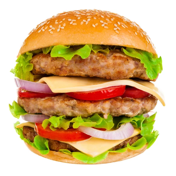 Big hamburger on white background — Stock Photo, Image