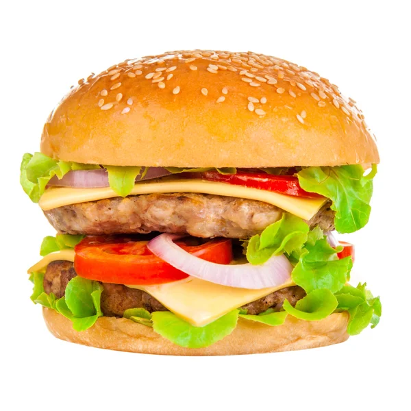 Grote hamburger op witte achtergrond — Stockfoto