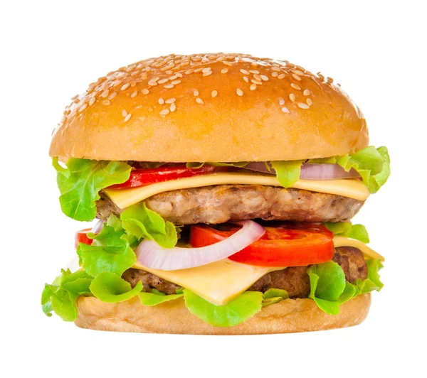 Big hamburger on white background Royalty Free Stock Photos