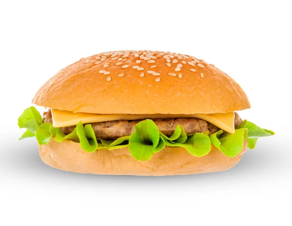 Big hamburger on white background — Stock Photo, Image