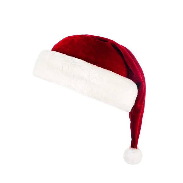 Santa Claus klobouk izolované na bílém pozadí — Stock fotografie