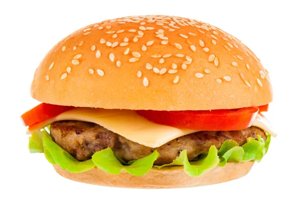 Большой гамбургер на белом фоне — стоковое фото