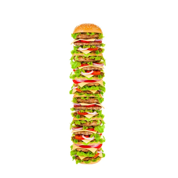 흰색 바탕에 큰 햄버거 — 스톡 사진