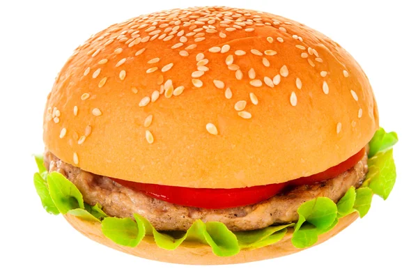 Великий гамбургер на білому тлі — стокове фото